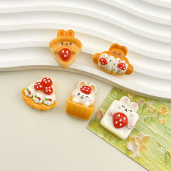 DIY Cute Food Play Cake Bunny Charms Accessories – Customizable Phone Case, Hairpin, Fridge Magnet & Keychain Set
