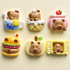 DIY Cute Dessert Capybara Charms Accessories – Customizable Phone Case, Hairpin, Fridge Magnet & Keychain Set