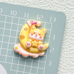 DIY Cartoon Glossy Space Puppy Charms Accessories – Customizable Phone Case, Hairpin, Fridge Magnet & Keychain Set