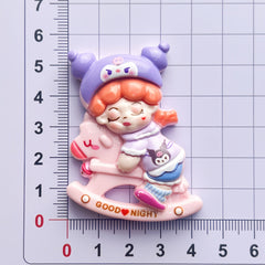 DIY Girl Riding A Rocking HorseCharms Accessories – Customizable Phone Case, Hairpin, Fridge Magnet & Keychain Set