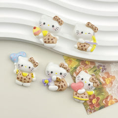 DIY Leopard Print Kitten Charms Accessories – Customizable Phone Case, Hairpin, Fridge Magnet & Keychain Set