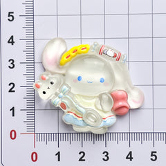 DIY Luminous Solid Color Happy Cinnamon Dog Cartoon Glossy Charms Accessories – Customizable Phone Case, Hairpin, Fridge Magnet & Keychain Set