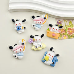 DIY Spring Outing Puppy Charms Accessories – Customizable Phone Case, Hairpin, Fridge Magnet & Keychain Set