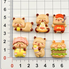 DIY Food Play Capy Charms Accessories – Customizable Phone Case, Hairpin, Fridge Magnet & Keychain Set