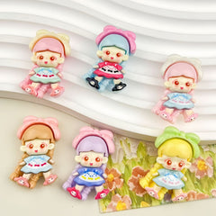 DIY Cartoon Crossdressing Girl Charms Accessories – Customizable Phone Case, Hairpin, Fridge Magnet & Keychain Set