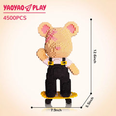 Happy Skateboard Medium Bear Building Blocks