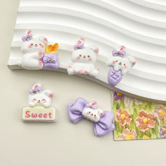 DIY Purple Sign White Rabbit Charms Accessories – Customizable Phone Case, Hairpin, Fridge Magnet & Keychain Set