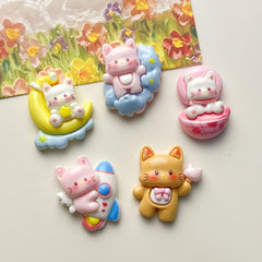 DIY Glossy Space Cat Charms Accessories – Customizable Phone Case, Hairpin, Fridge Magnet & Keychain Set