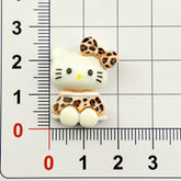 DIY Cute Leopard Print KT Cat Charms Accessories – Customizable Phone Case, Hairpin, Fridge Magnet & Keychain Set