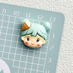 DIY Glossy Girl Head Charms Accessories – Customizable Phone Case, Hairpin, Fridge Magnet & Keychain Set