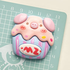 DIY Cream Cone Pig Cartoon Charms Accessories – Customizable Phone Case, Hairpin, Fridge Magnet & Keychain Set