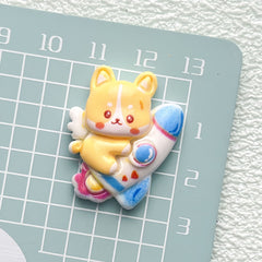 DIY Cartoon Glossy Space Puppy Charms Accessories – Customizable Phone Case, Hairpin, Fridge Magnet & Keychain Set