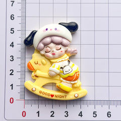 DIY Girl Riding A Rocking HorseCharms Accessories – Customizable Phone Case, Hairpin, Fridge Magnet & Keychain Set