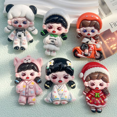 DIY Cute Girl With Charms Accessories – Customizable Phone Case, Hairpin, Fridge Magnet & Keychain Set