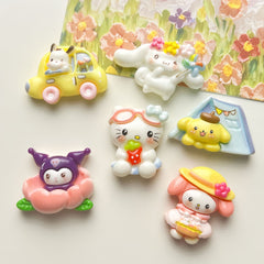 DIY Camping Sanrio Charms Accessories – Customizable Phone Case, Hairpin, Fridge Magnet & Keychain Set