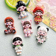 DIY Girl Riding a Bike Charms Accessories – Customizable Phone Case, Hairpin, Fridge Magnet & Keychain Set