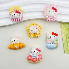 DIY Play Glossy Cat Dessert Charms Accessories – Customizable Phone Case, Hairpin, Fridge Magnet & Keychain Set