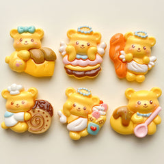 DIY Food Play Cake Bear Charms Accessories – Customizable Phone Case, Hairpin, Fridge Magnet & Keychain Set