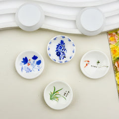 DIY retro blue and white porcelain plate Charms Accessories – Customizable Phone Case, Hairpin, Fridge Magnet & Keychain Set