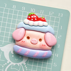 DIY Cream Cone Pig Cartoon Charms Accessories – Customizable Phone Case, Hairpin, Fridge Magnet & Keychain Set