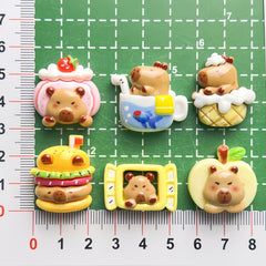 DIY Cute Dessert Capybara Charms Accessories – Customizable Phone Case, Hairpin, Fridge Magnet & Keychain Set