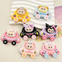 Cartoon Car And Figurine diy Cream Glue Handmade Hair Clip Refrigerator Magnet Keychain Jewelry Resin Accessories