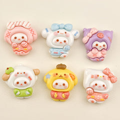 DIY Cartoon Chubby Sanrio Charms Accessories – Customizable Phone Case, Hairpin, Fridge Magnet & Keychain Set