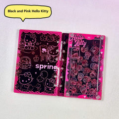 DIY Black and Pink Hello Kitty Acrylic Shaky Notebook - Customizable with Trendy & Anime IP Characters