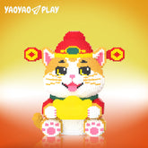 Golden Wealth Cat Building Block Set