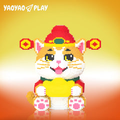 Golden Wealth Cat Building Block Set