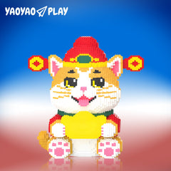 Golden Wealth Cat Building Block Set