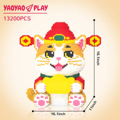 Golden Wealth Cat Building Block Set