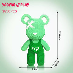 Green Suspender Bear Building Block Set