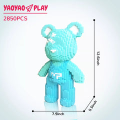 Blue Suspender Bear Building Block Set
