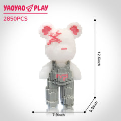 Medium Light Gray Strap Bear Building Block Set