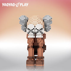 KAWS Cover Face Sitting Brown Building Block Set