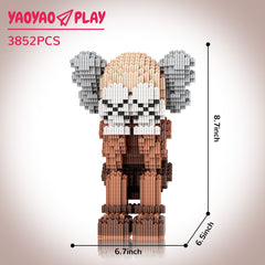 KAWS Cover Face Sitting Brown Building Block Set