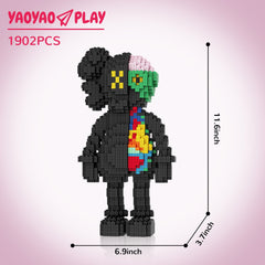 Black 25% Dissected KAWS Style Building Block Set
