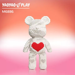 Large Red Heart Bear Building Block Set