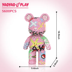 Graffiti Pink Bear Medium Building Block Set