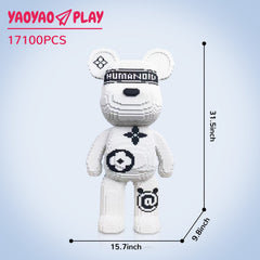 Large Black White Bear Building Block Set