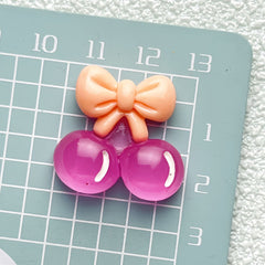 DIY Cute Ice Transparent Cherry Charms Accessories – Customizable Phone Case, Hairpin, Fridge Magnet & Keychain Set