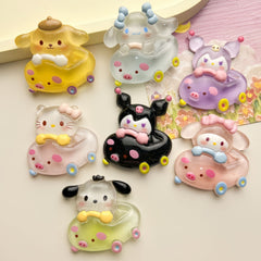 DIY Luminous Bumper Car Sanrio Charms Accessories – Customizable Phone Case, Hairpin, Fridge Magnet & Keychain Set