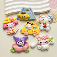 DIY Camping Sanrio Charms Accessories – Customizable Phone Case, Hairpin, Fridge Magnet & Keychain Set