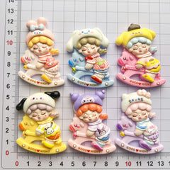 DIY Girl Riding A Rocking HorseCharms Accessories – Customizable Phone Case, Hairpin, Fridge Magnet & Keychain Set