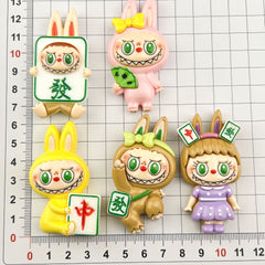 DIY New Cartoon Mahjong Doll Charms Accessories – Customizable Phone Case, Hairpin, Fridge Magnet & Keychain Set