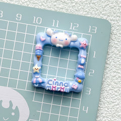 DIY Glossy Cute Sanrio Photo Frame Creative Cartoon Charms Accessories – Customizable Phone Case, Hairpin, Fridge Magnet & Keychain Set