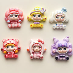 DIY Sanrio Quirky Girl Charms Accessories – Customizable Phone Case, Hairpin, Fridge Magnet & Keychain Set