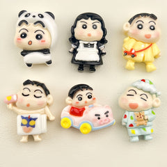 DIY Panda Shin-chan Costume Charms Accessories – Customizable Phone Case, Hairpin, Fridge Magnet & Keychain Set