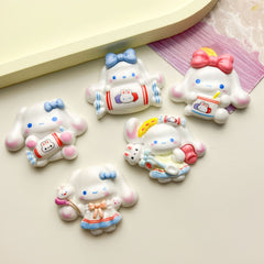 DIY Luminous Solid Color Happy Cinnamon Dog Cartoon Glossy Charms Accessories – Customizable Phone Case, Hairpin, Fridge Magnet & Keychain Set